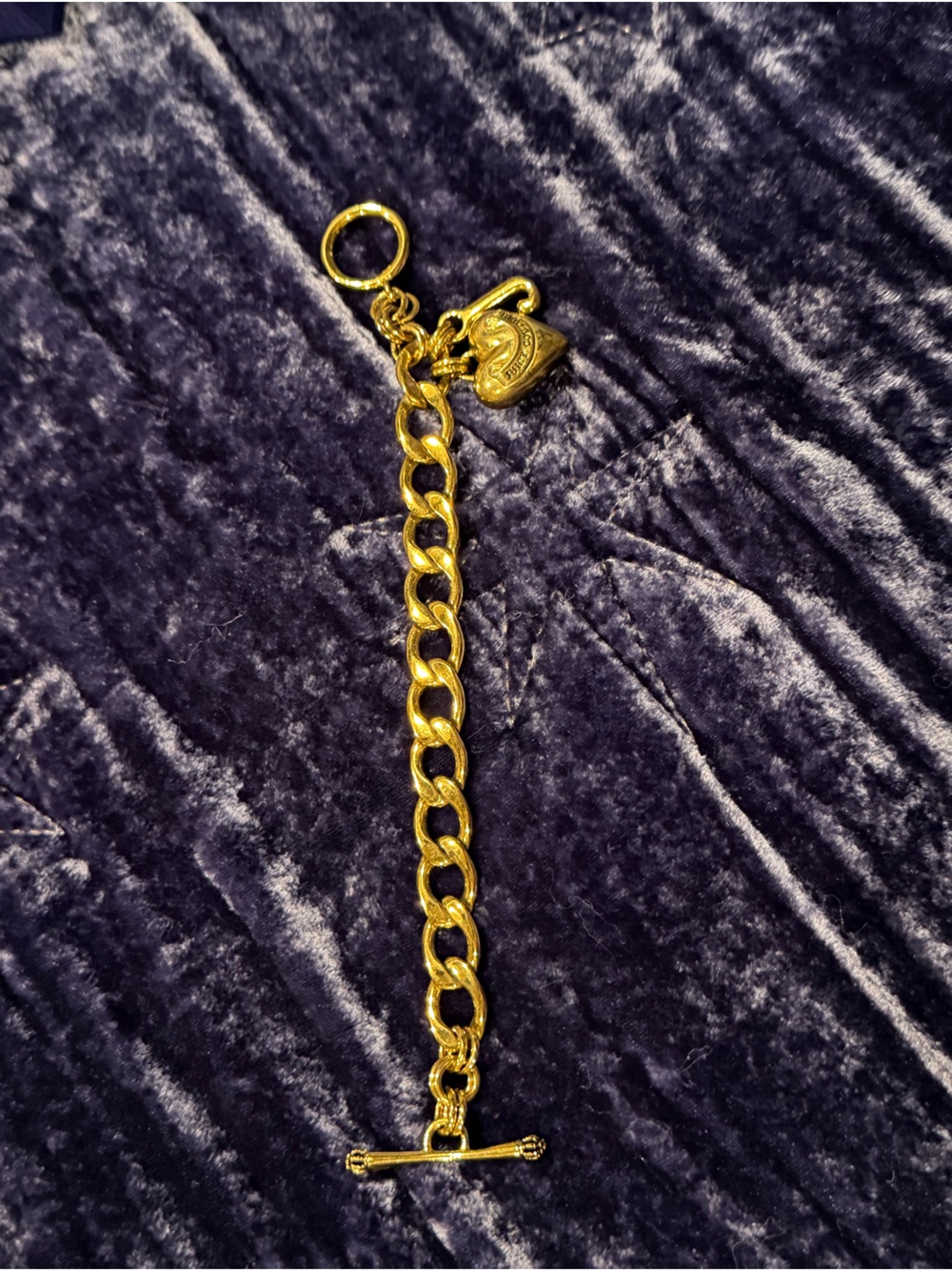 Juicy Couture Gold Heart Charm Toggle Chain Bracelet
